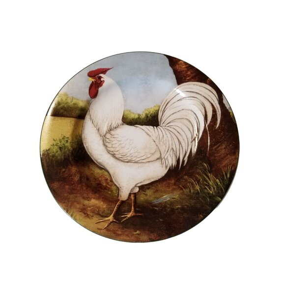 Chicken Rooster 8" Plates Vtg Sakura Oneida ON THE FARM Set of 4 David Carter Br - Picture 3 of 15